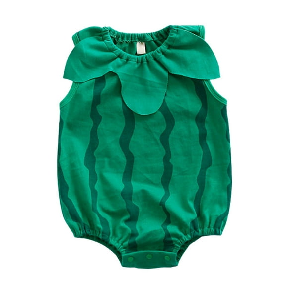 Rohuuque Toddler Watermelon Suspender Shorts Baby Girl Romper Sleeveless Straps Jumpsuit Kids 0-6 Months Green