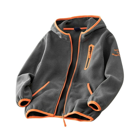 Rohuuque Unisex Boy's Girls Double-Sided Sweatshirt Jacket,Winter Warm Zip Up Coats Kid's Hoodie Outerwear 9 Years Gray