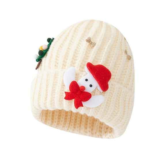 Rohuuque Unisex Christmas Beanie for Women Men Cute Fashionable Knit Beanies Winter Hats Free Size White