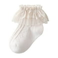 thumbnail image 1 of Rohuuque Winter Baby Breathable Cream Combed Cotton Dance Socks Lace Socks L Beige, 1 of 3