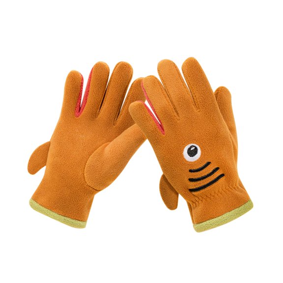 Lovskoo Winter Gloves for Toddler Kids Boys Girls Soft Warm Wool Lined Gloves Full Finger Children Knit Gloves 7 Years Orange