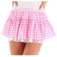 thumbnail image 1 of Gpaecead Women Lace Mini Skirts Lace Slip Skirt Pleated Ruffle Lace Tiered Short Skirts Underskirt XL Pink, 1 of 1