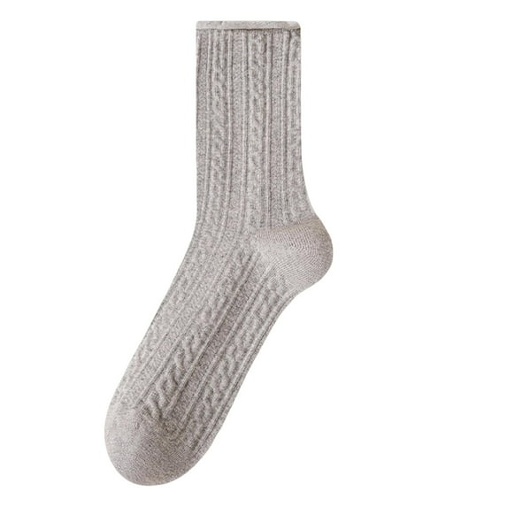 Rohuuque Women's Crew Socks Long Knit Cotton Slouchy Socks for Girls Ladies Free Size Gray