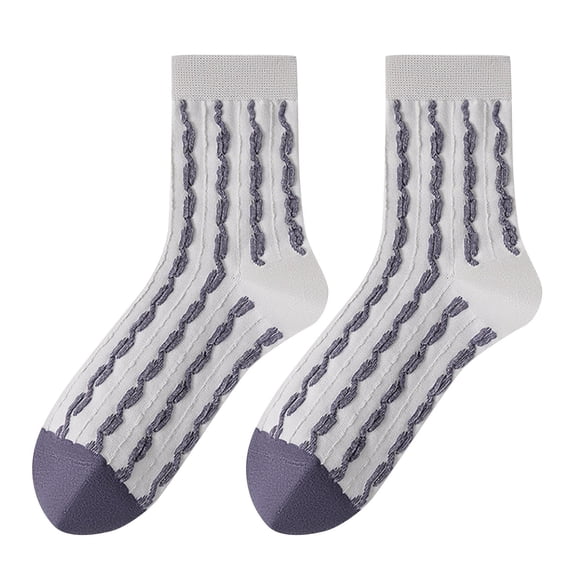 Rohuuque Women's Crew Socks Long Knit Cotton Slouchy Socks for Girls Ladies Free Size Gray