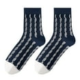 thumbnail image 1 of Rohuuque Women's Crew Socks Long Knit Cotton Slouchy Socks for Girls Ladies Free Size Navy, 1 of 3