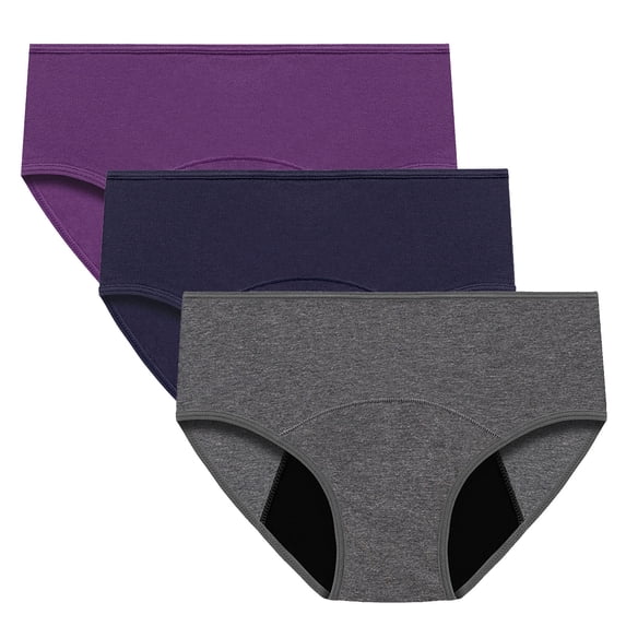 Gpaecead Women's Period Underwear, High Absorbency Cotton Panties LeakProof Menstrual Underwear Womens 3pc 5XL Gray