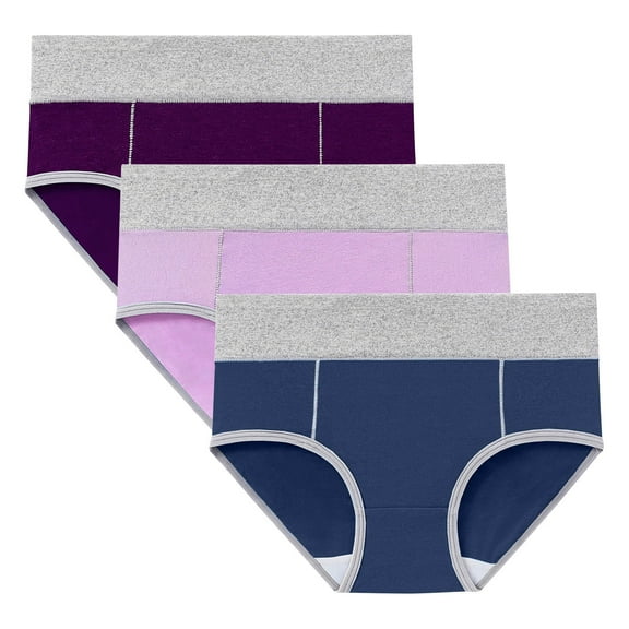 Gpaecead Women's Period Underwear, High Waisted Cotton Panties LeakProof Menstrual Comfortable Underwear 3pc XL Navy