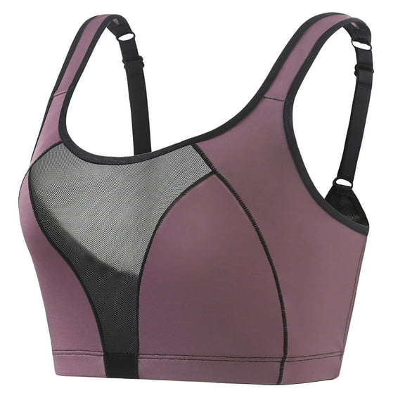 Rohuuque Women's Sports Bra High Impact Large Bust Full Coverage Workout Bras Adjustable Wirefree NO Padded Bra M Purple