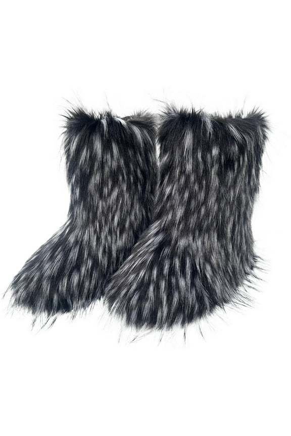 Gpaecead Women's Winter Boots Fur Snow Boots Ankle Boots Fuzzy Warm Platform Short Boots for Women Slip-on Boots 40 Black