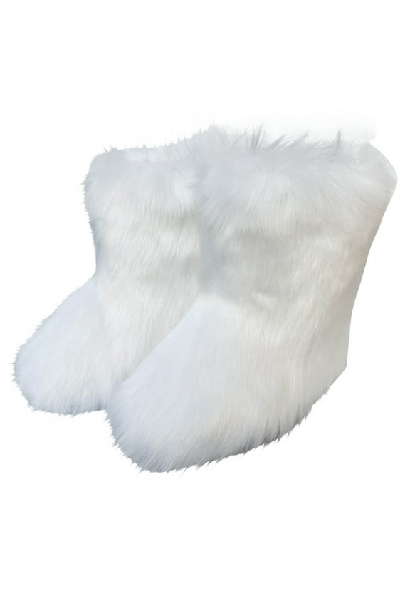 Gpaecead Women's Winter Boots Fur Snow Boots Ankle Boots Fuzzy Warm Platform Short Boots for Women Slip-on Boots 40 White