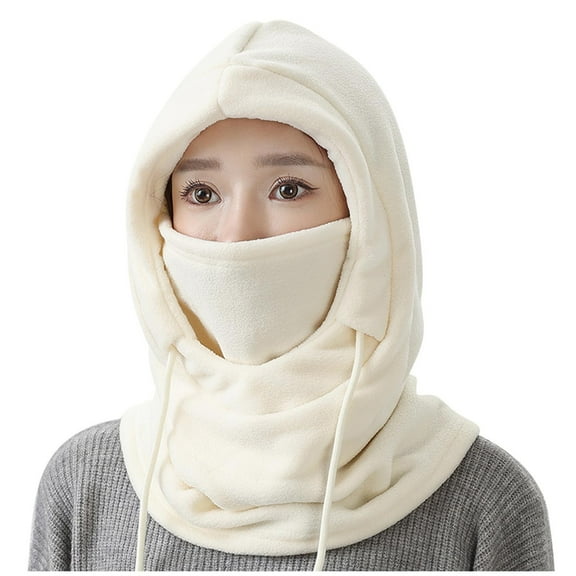 Gpaecead Women's Winter Knitted hat, Thickened Wool hat with Warm face mask and Neck Scarf Free Size Beige