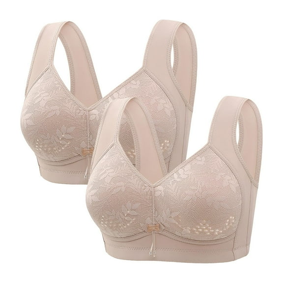 Gpaecead Womens Bra Middle Aged And Elderly Comfortable Underwear Large Size Bras Bralette Everyday Bra Large Chest Adjustable Shoulder Straps 2pc 3XL(44/100) Gray