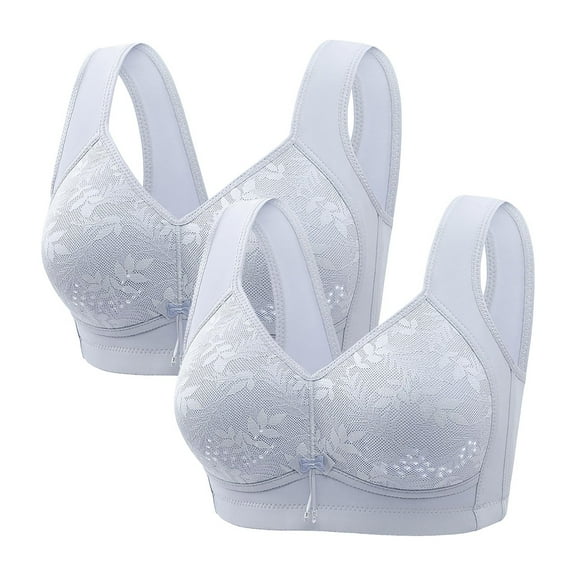 Gpaecead Womens Bra Middle Aged And Elderly Comfortable Underwear Large Size Bras Bralette Everyday Bra Large Chest Adjustable Shoulder Straps 2pc 3XL(44/100) Blue