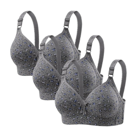 Gpaecead Womens Bra Oversized Seamless Bra Flower Printed Oversized Bras Bralette Everyday Bra Large Chest Adjustable Shoulder Straps 3pc 3XL Black