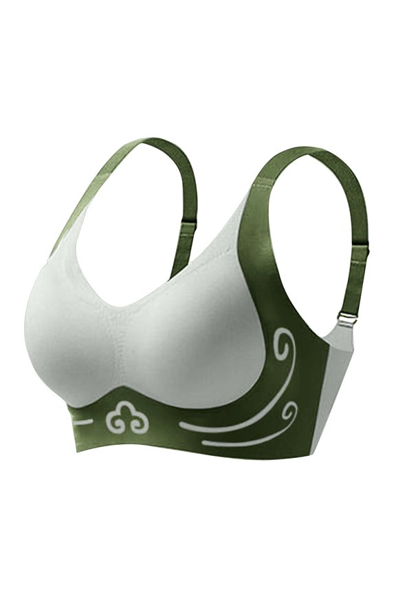 Lovskoo Womens Bra Seamless Bra Oversized Bras Running Shock-absorbing Sports Fixed Bra M Army Green