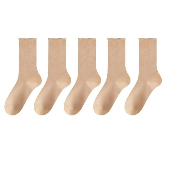 Rohuuque Womens Crew Socks Combed Cotton Casual Athletic Mid-calf Socks for Women Free Size Khaki