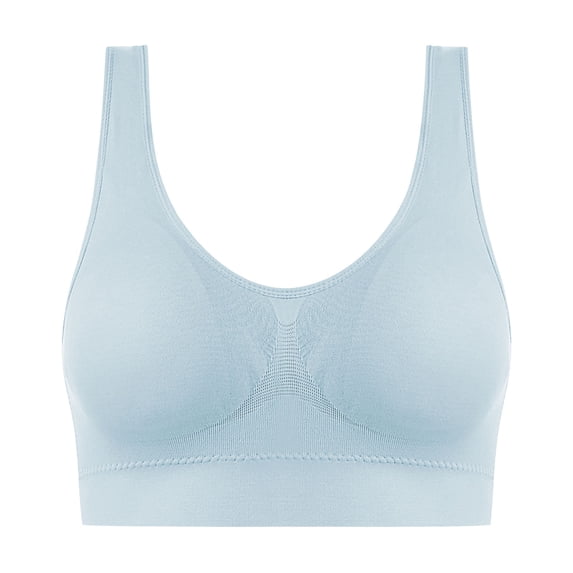 Gpaecead Womens Seamless Wireless Supportive Bra Comfort Soft Full Coverage No Steel Ring Breathable Bra L Light Blue