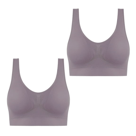 Gpaecead Womens Seamless Wireless Supportive Bra Push Up Comfort Soft Full Coverage No Steel Ring Breathable Bra 2pc S Gray