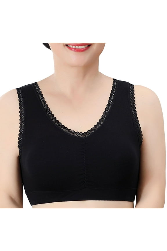 Gpaecead Womens Seamless Wireless Supportive Bra Push Up Comfort Soft No Underwire Full Coverage No Steel Ring Bra 3XL Black