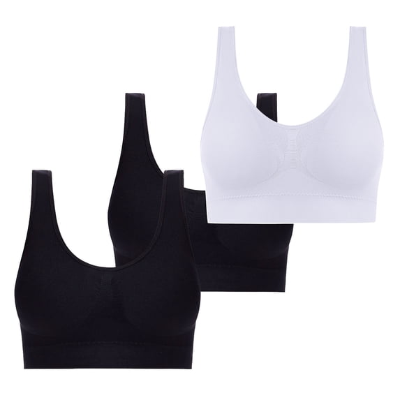 Gpaecead Womens Seamless Wireless Supportive Vest Style Bra Comfort Soft Full Coverage No Steel Ring Breathable One-piece Bra 3pc L White