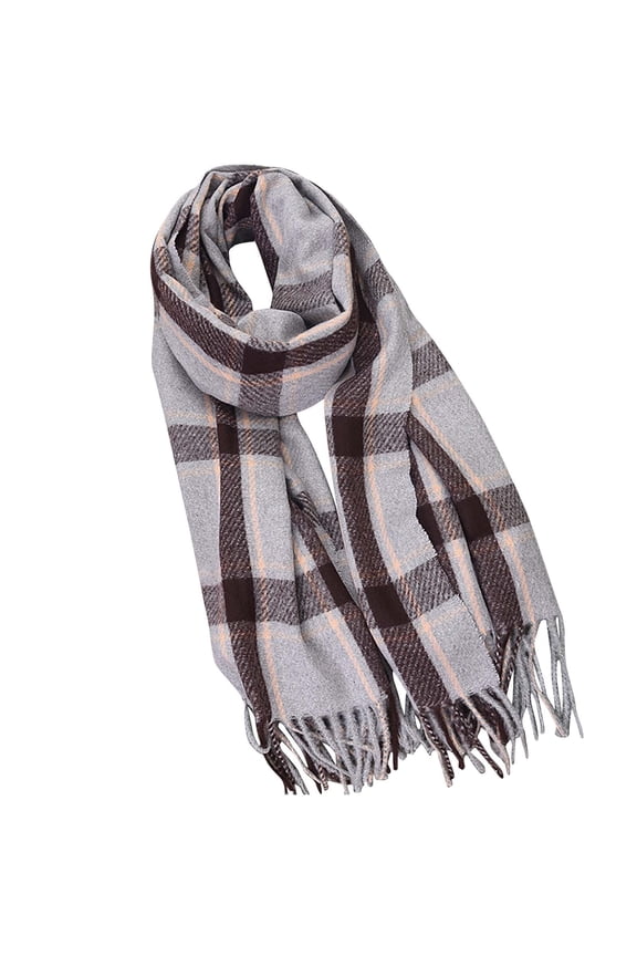Gpaecead Womens Wool Scarf Plaid Winter Scarves Blanket for Women Tassel Warm Soft Shawl Scarves Free Size Gray