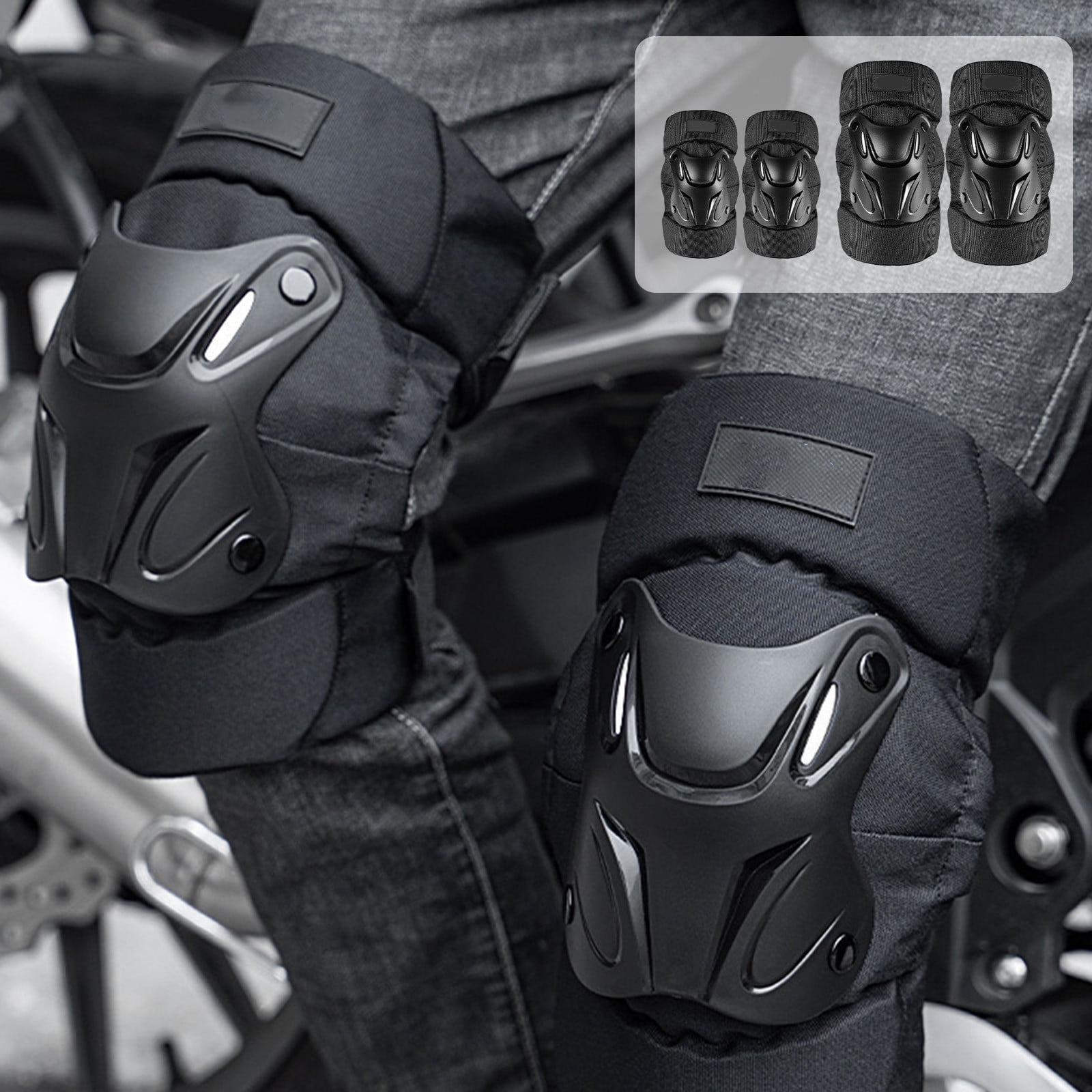 YanYan Motorcycle Knee Elbow Pads Set, Protective Gear for Fall Safety, Breathable Joint Guards, Durable and Comfortable, Multi-Scenario Use, 4-Piece Set for Riding, Skateboarding, Climbing