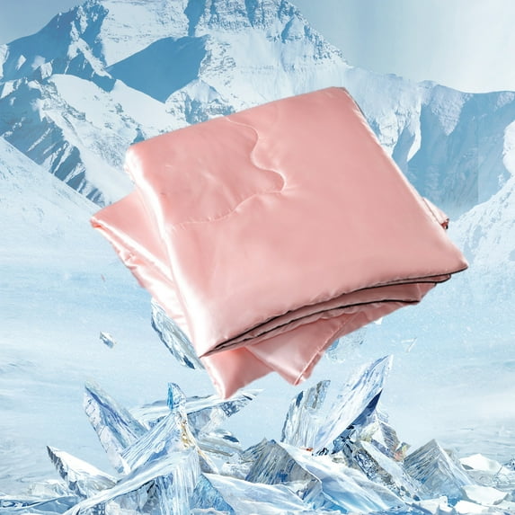 YanYan Washed Silk Ice Silk Quilt, Lightweight Summer Comforter, Soft Breathable Material, Moisture Absorption, Machine Washable, Fresh Sleeping Experience, Watermelon Red, 150X200Cm Size