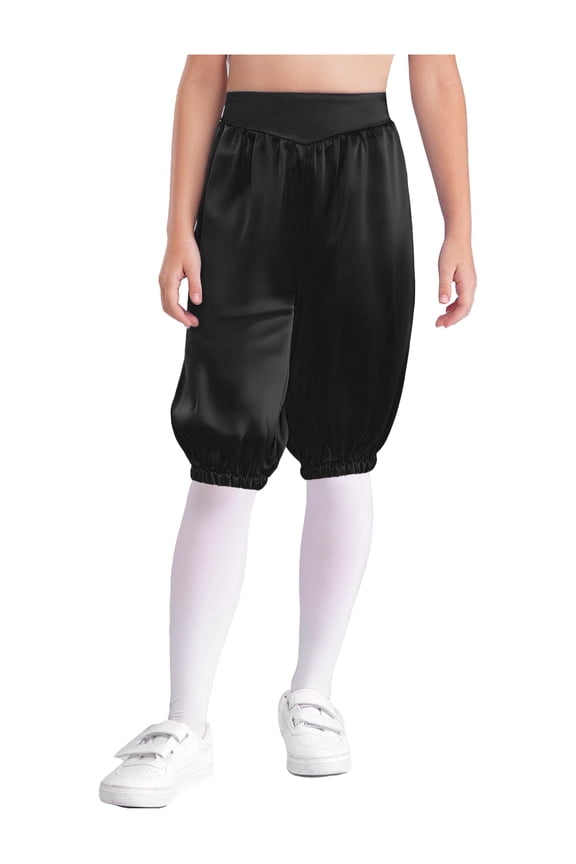 Boys Victorian Era Capri Pants High Elastic Waist Bloomer Victorian Shorts for Kids Black 12