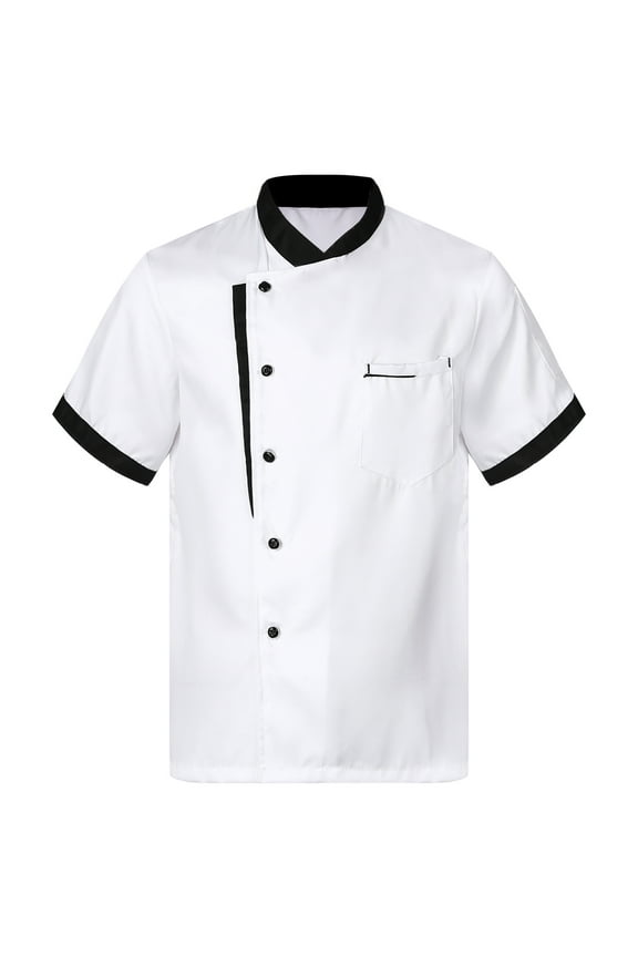 Chef Coat for Men and Women Classic Cooking Uniform Short Sleeve Unisex Restaurant Kitchen White XXL