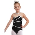 thumbnail image 1 of Yanarno Kids Girls Gymnastics Leotard Metallic Striped Sleeveless Bodysuit with Shorts Dance Athletic Silver 16, 1 of 7