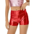 thumbnail image 1 of Yanarno Women's Shiny Metallic Shorts High Waist Rave Party Dance Booty Shorts Hot Shorts Yoga Shorts Red M, 1 of 7