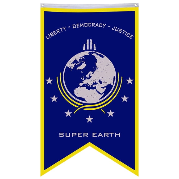 Yanbooch Super Earth Liberty Democracy Justice Flag banner with Grommets Man cave Decor 30x50inch