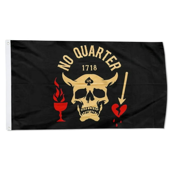 Yanbooch No Quarter Flag BLACKBEARD banner with Grommets Man cave Decor 3x5Feet