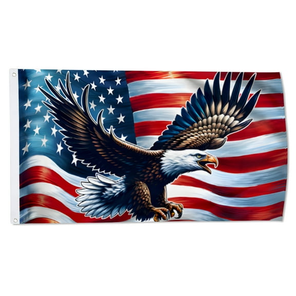 Yanbooch Patriotic Eagle American Flag banner with Grommets Man cave Decor 3x5Feet