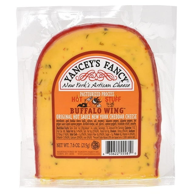 Yancey's Fancy Buffalo Wing Hot Sauce Cheddar Cheese, 7.6OZ, 10 Pack