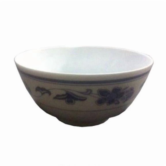 Yanco PO-5060 34 oz Peony Melamine 7 in. Bowl - White & Blue