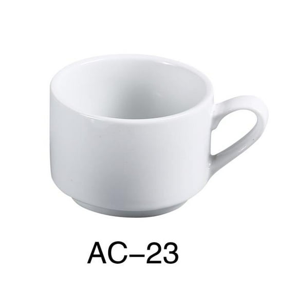 Yanco AC-23 7 oz ABCO Stackable Coffee & Tea Cup - Porcelain, Super White - Pack of 36