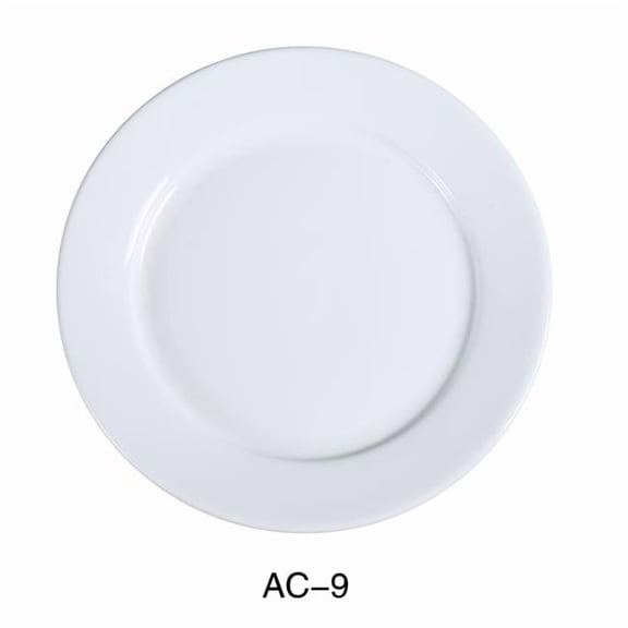 Yanco AC-9 9.5 in. ABCO Dinner Plate - Porcelain, Super White - Pack of 24