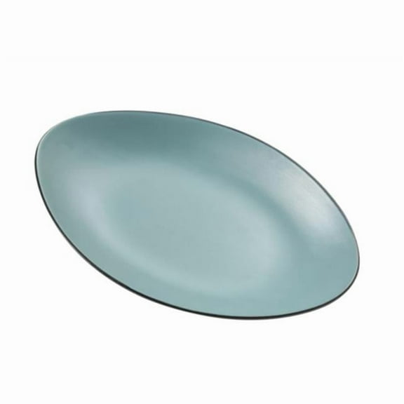Yanco BM-211TL Birmingham Melamine 11.50 x 7.25 x 1.125 in. Deep Oval Plate - Gray & Teal