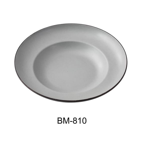Yanco BM-810 Birmingham 10.75 x 7 x 2.25 in. Mediterranean Pasta Bowl, Gray & Black - 12 oz - Melamine - Pack of 24