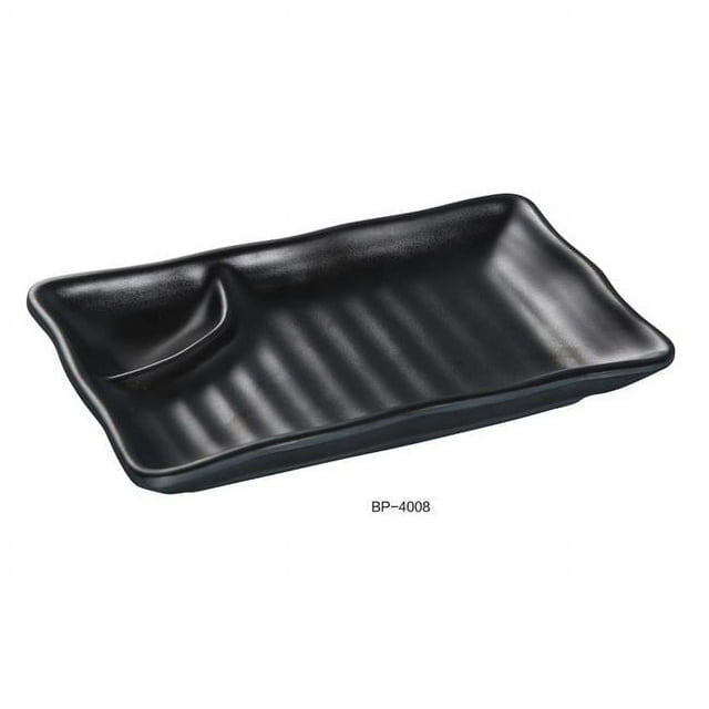 Yanco BP-4008 Black Pearl-2 Compartment Plate, Black - Pack of 48