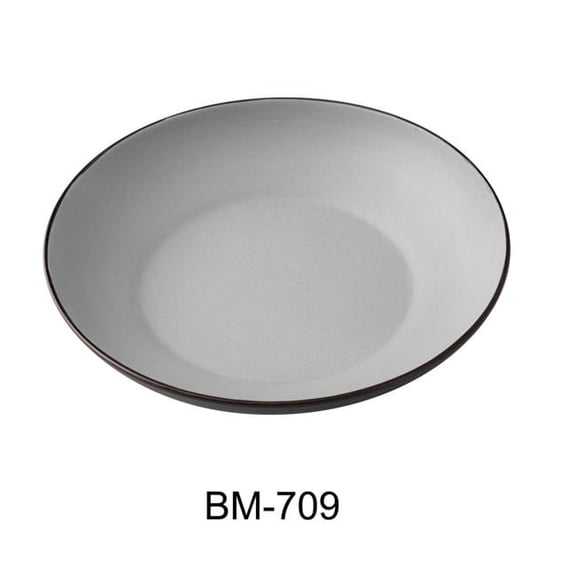 Yanco BM-709 Birmingham 9 x 1.75 in. Salad & Pasta Bowl, Gray & Black - 30 oz - Melamine - Pack of 24