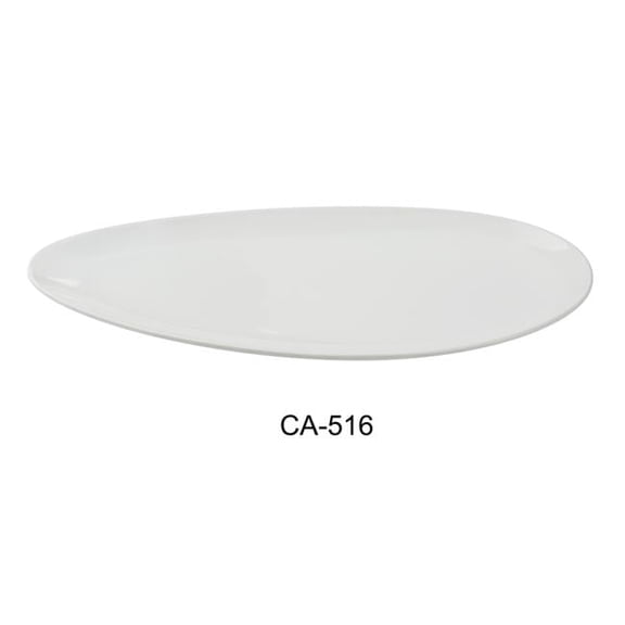 Yanco CA-516 Cambria X 16.5 x 7.625 x 1 in. Leaf Shape Plate, Bright White - China - Pack of 12