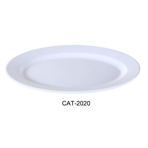Yanco CAT-2020 Catering Oval Plate - Melamine, White - 14 x 20.5 in. - Pack of 6