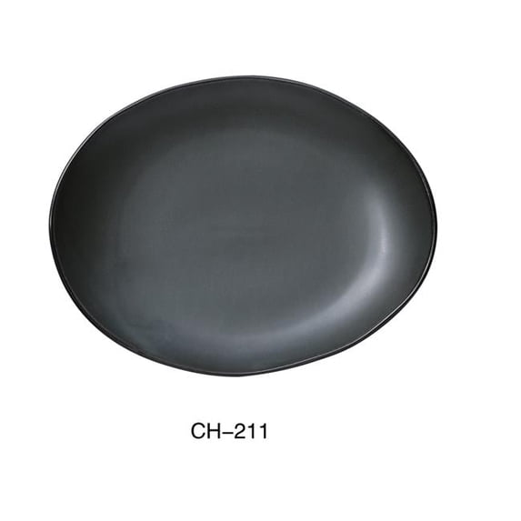 Yanco CH-211 11 x 9 x 1.25 in. Champs Oval Porcelain Plate, Matte Glaze - Pack of 12