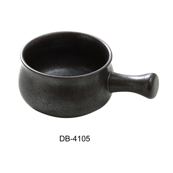 Yanco DB-4105 Diamond Black 5" Skillet 22 OZ, 7.75" Length with Handle, 3" Height, China, Matte Black Glaze, Pack of 24