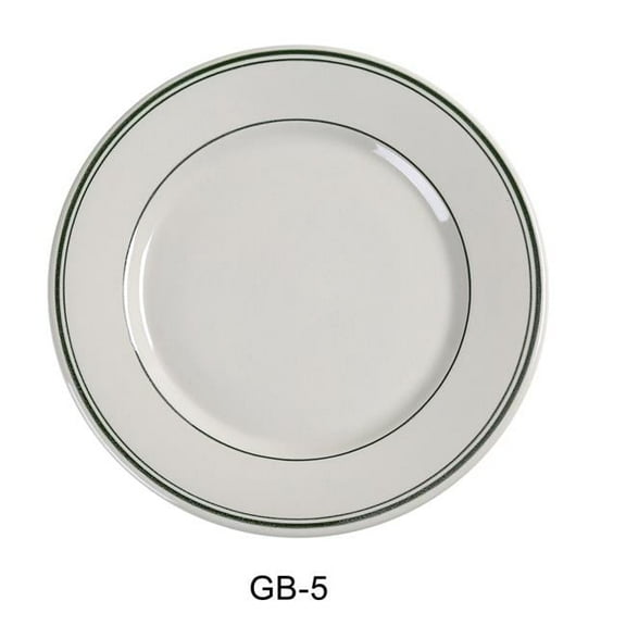 Yanco GB-5 5.5 in. China Green Band Bread Plate, White - Pack of 36
