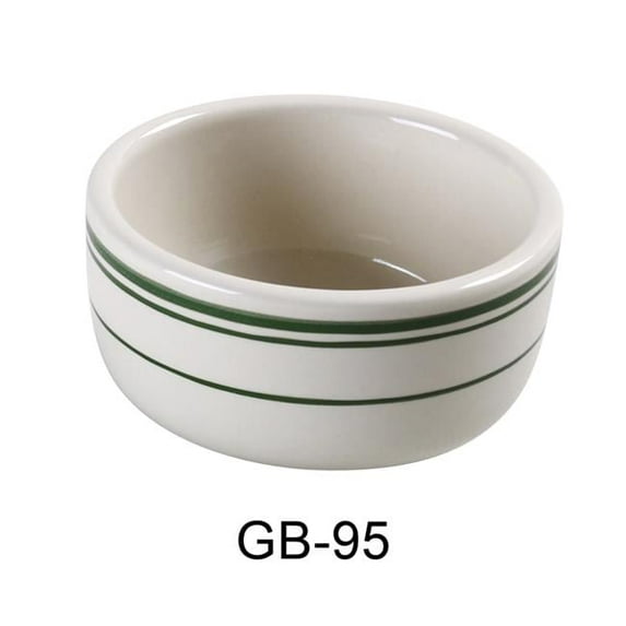 Yanco GB-95 9.5 oz China Green Band Jung Bowl, White - 4.35 x 2 in. - Pack of 36