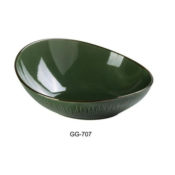 Yanco GG-707 16 oz Green Gem Sheer Bowl, Green - 1.75 in. - Pack of 12