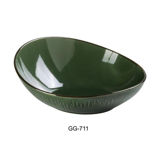 Yanco GG-711 66 oz Green Gem Sheer Bowl, Green - 2.5 in. - Pack of 12